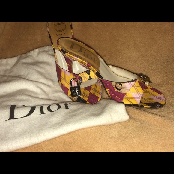 Christian Dior open toe multicolored mule size 5.5 - Picture 2 of 7